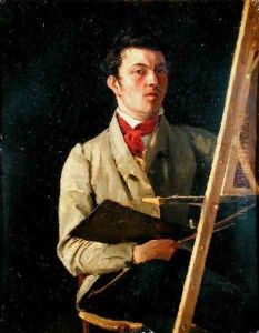 Self Portrait, Sitting next to an Easel, 1825
