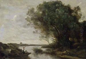 River Landscape by Jean-Baptiste-Camille Corot
