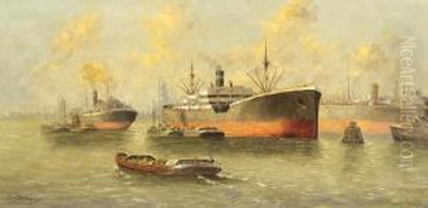Ships In The Harbour Of Rotterdam - view 1