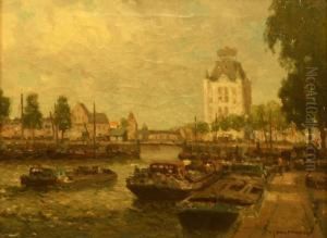 Gezicht Op Het Witte Huis En De Oude Haven. Gesigneerd by Gerardus Jacobus Delfgaauw