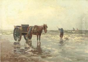 Shellfisher On The Beach by Gerardus Jacobus Delfgaauw