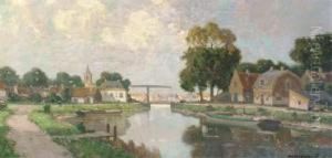 A View On A Dutch Town, Possibly Monster by Gerardus Jacobus Delfgaauw