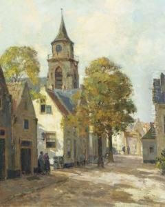 Sunny Day In A Dutch Village by Gerardus Jacobus Delfgaauw