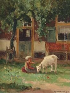 Feeding The Goat by Gerardus Jacobus Delfgaauw