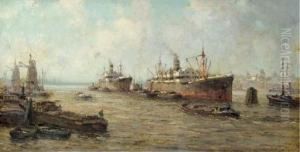 Rotterdam Harbor by Gerardus Jacobus Delfgaauw
