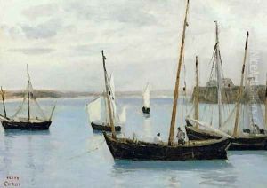 Granville, Fishing Boats, c.1860 by Jean-Baptiste-Camille Corot