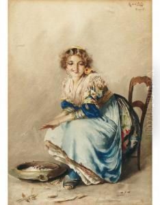 Giovane Contadina Con Bracere by Arnaldo Delisio