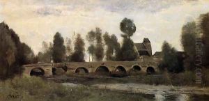 The Bridge at Grez-sur-Loing by Jean-Baptiste-Camille Corot
