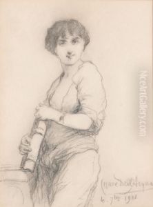 Young Woman With Book by Cesare Felix dell' Acqua
