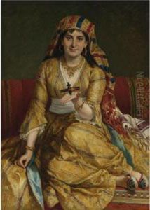 A Woman In Oriental Costume Playing With A Spinning Top A Woman In Oriental Costume Playing With A Spinning Top