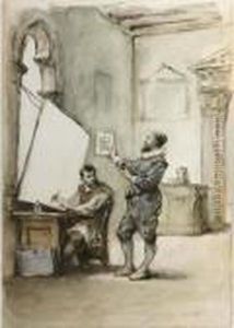 The Sadeler Brothers In Their Print-making Studio by Cesare Felix dell' Acqua