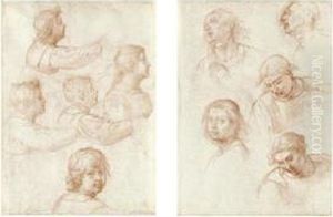 A Double-sided Sheet Of Studies Of Heads