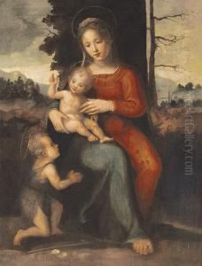 Madonna And Child With Saint John The Baptist In A Landscape by Fra Bartolommeo della Porta