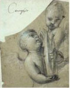 Deux Putti, L'un Tenant Une Mitre by Fra Bartolommeo della Porta