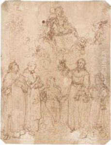 The Madonna And Child Appearing To Five Saints by Giovanni Battista della Rovere