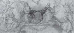 Die Heilige Dreifaltigkeit Mit Der Muttergottes Und Hl.karl Borromaus by Giovanni Battista della Rovere
