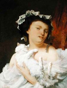 Woman with a Cat, 1864 by Jean-Baptiste-Camille Corot