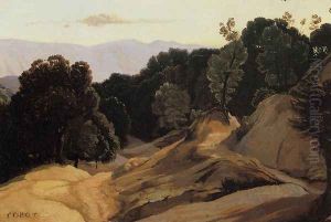 Road through Wooded Mountains by Jean-Baptiste-Camille Corot
