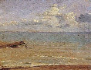 Dieppe - End of a Pier and the Sea by Jean-Baptiste-Camille Corot