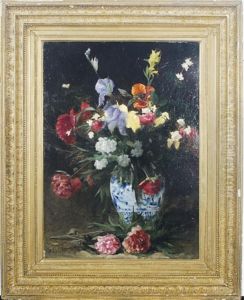 Bouquet Of Irises, Poppies And Peonies