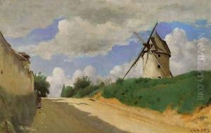 Windmill on the Cote de Picardie, near Versailles by Jean-Baptiste-Camille Corot