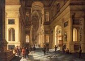 Interno Di Una Chiesa Con Varie Figure