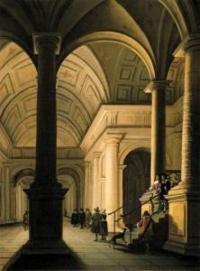 The Interior Of A Palace At Night With An Elegant Couple Makingtheir Entrance