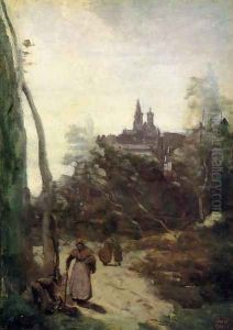 Semur - the Path from the Church by Jean-Baptiste-Camille Corot