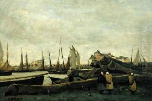 Treport - A Quay, c.1855-65 by Jean-Baptiste-Camille Corot
