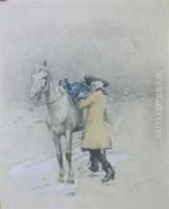 Cavalier Sanglant Son Cheval by Charles Edouard Edmond Delort
