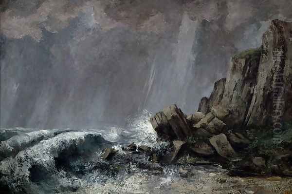Downpour at Etretat - view 1