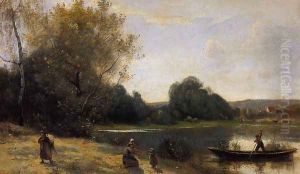 Ville d'Avray - The Boat Leaving the Shore by Jean-Baptiste-Camille Corot