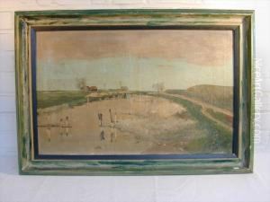 Watery Landscape In The Dunes In Zeeland (holland) by Willem Charles L. Delsaux