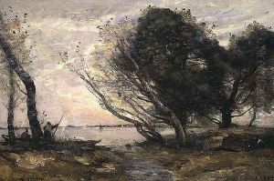 The Banks of the Lake after the Flood, c.1870 by Jean-Baptiste-Camille Corot