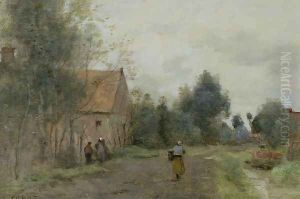 Sin near Douai, Village Street in the Morning, Grey Weather, 1872 by Jean-Baptiste-Camille Corot