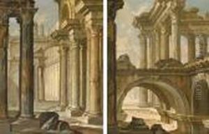 Architectural Capricci With Classical Ruins by Pierre-Antoine Demachy