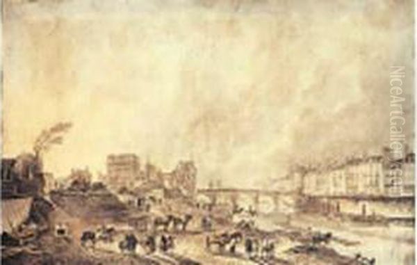 Vue De Paris Gravure En Couleurgravee - view 1