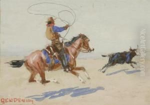 Lassoing A Longhorn by Edwin Willard Deming
