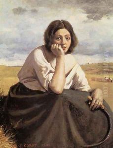 Harvester Holding Her Sickle by Jean-Baptiste-Camille Corot