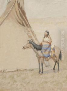 Deaf Bull's Daughter Crow On [a] Reno Battlefield by Edwin Willard Deming