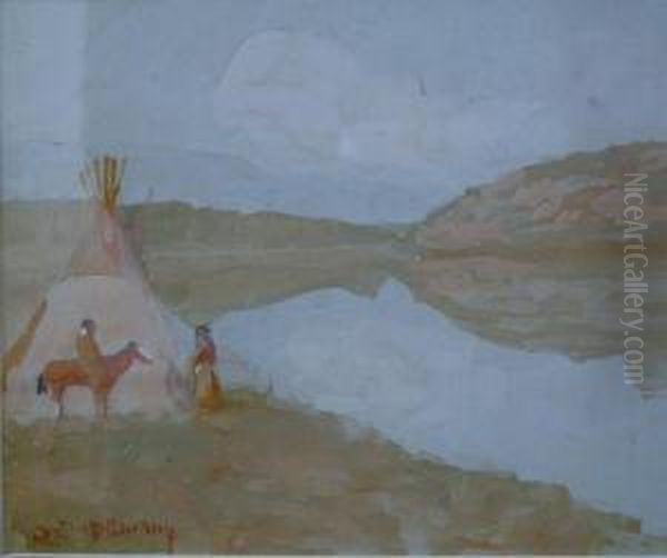 Two Indians By A Tepee - view 1