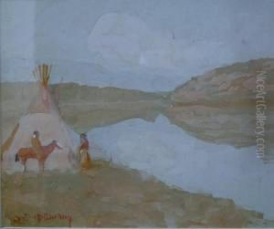 Two Indians By A Tepee by Edwin Willard Deming