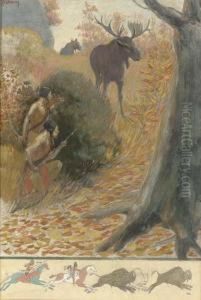 Hunting Wild Moose by Edwin Willard Deming