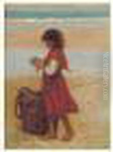 Fillette Sur La Plage, Le Retour De La Peche by Virginie Demont-Breton