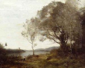 Strolling along the Banks of a Pond by Jean-Baptiste-Camille Corot
