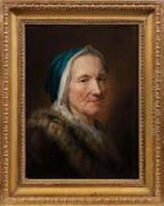 Brustportrait Eineralten Dame Im Pelzmantel