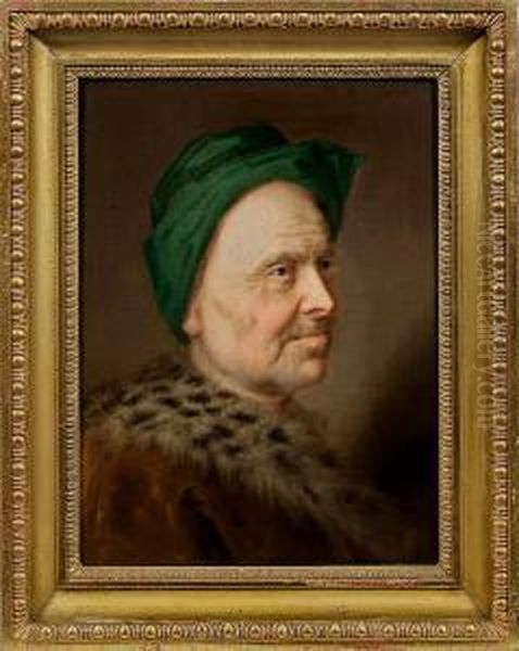 Brustportrait Einesalten Herren Mt Gruner Mutze Und Pelzmantel - view 1