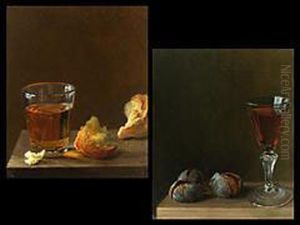 Glas Mit Weisswein Und Brot Und Rotweinpokal Mit Maroni
