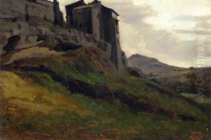 Marino, Large Buildings on the Rocks by Jean-Baptiste-Camille Corot