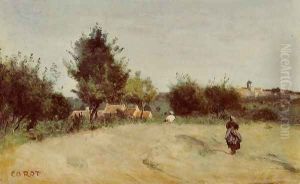 Field above the Village by Jean-Baptiste-Camille Corot